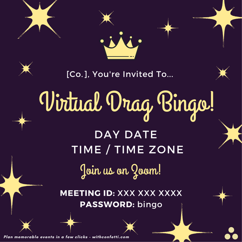 Virtual Drag Queen Bingo Event Invitation Confetti 🎉